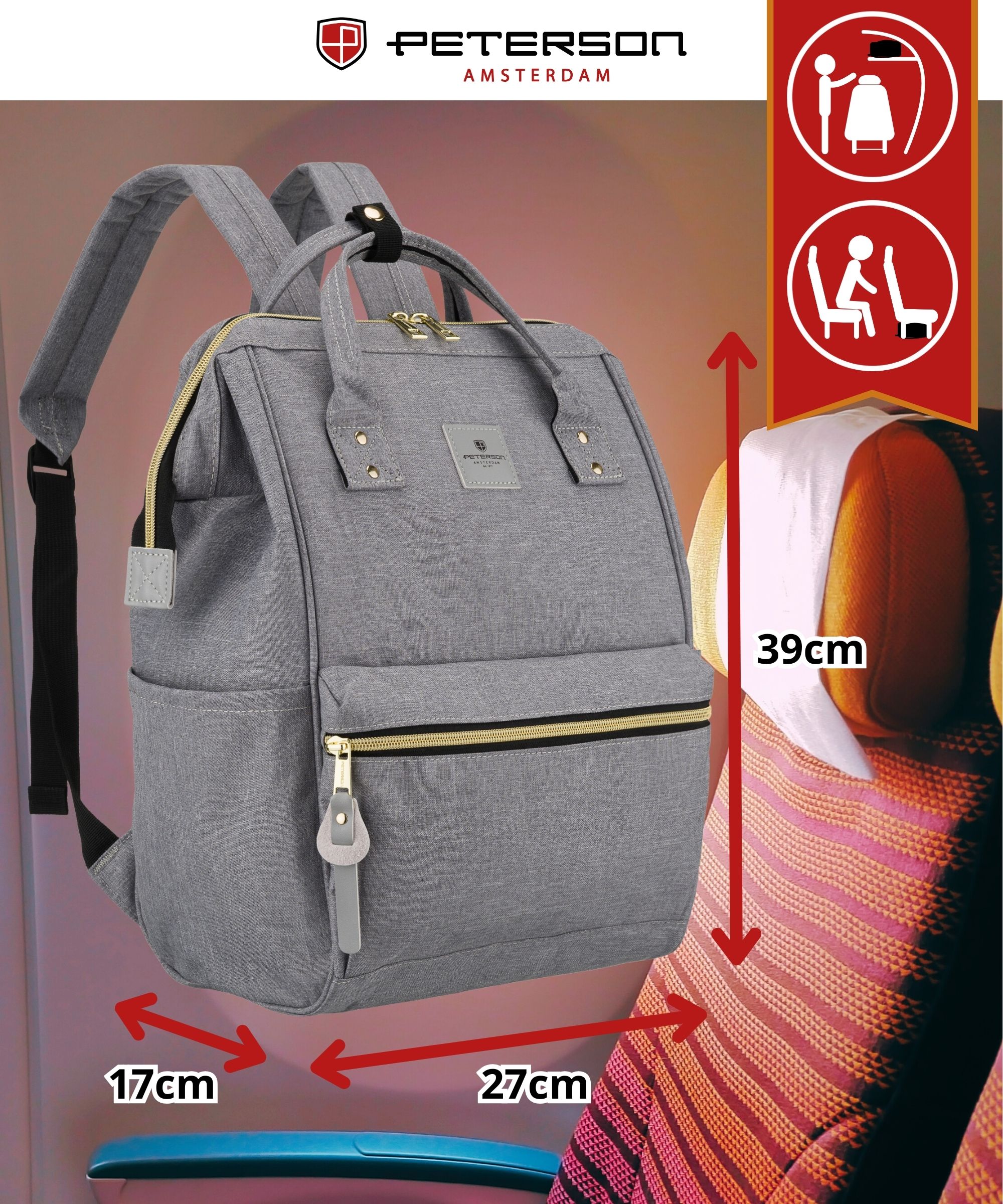 plecak materiałowy ptn alfa-5288 gray