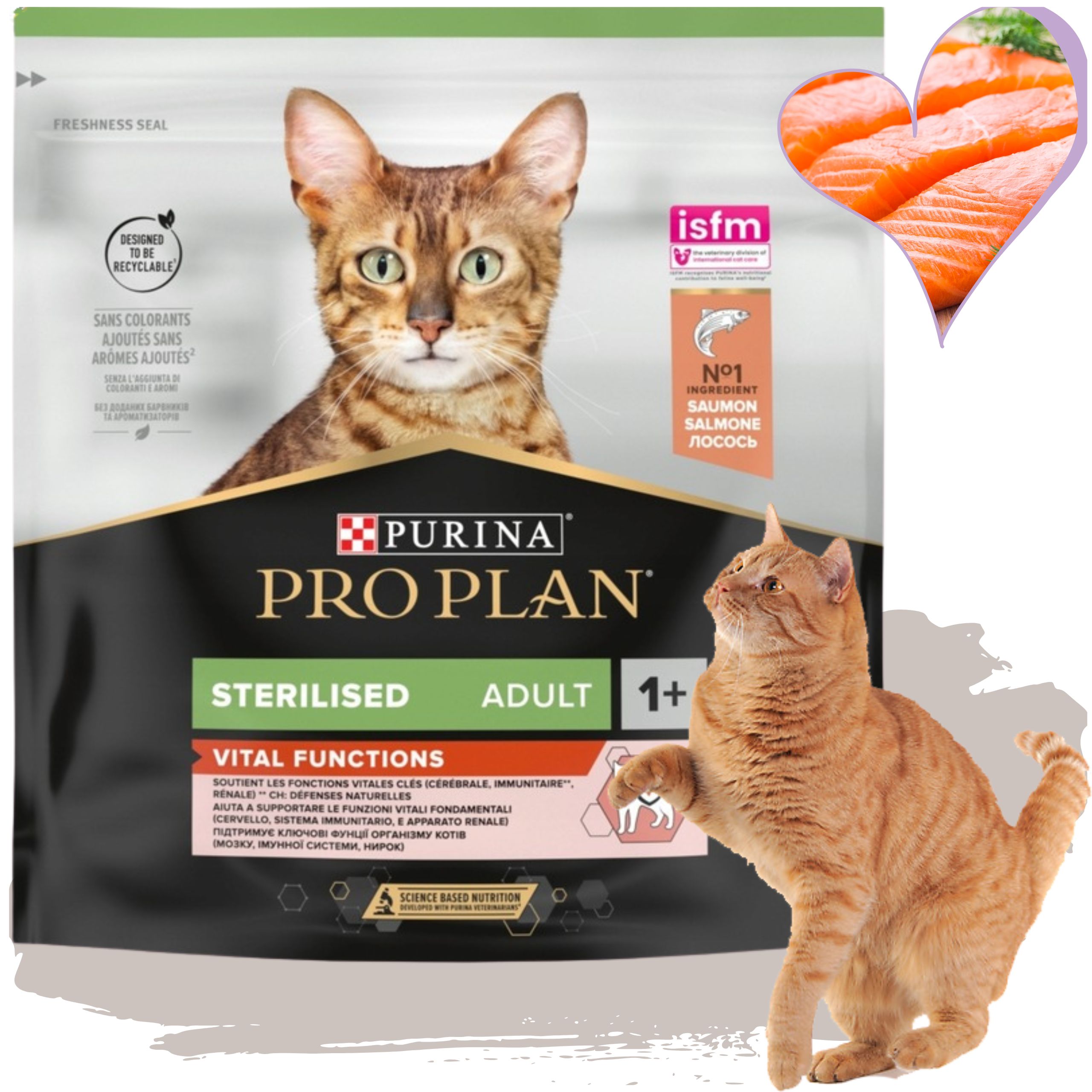 karma dla kotów z łososiem 400g + 400g pro plan sterilised vital functions
