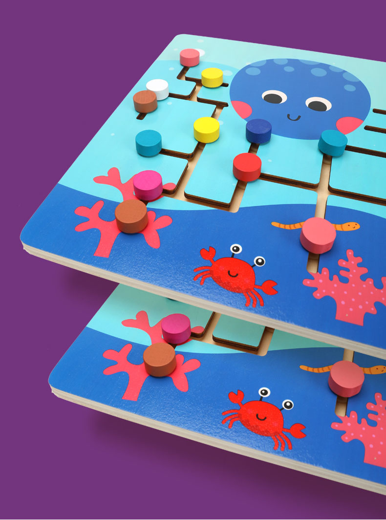 gra logiczna labirynt drewniany ośmiornica pod wodą jhtoy-647