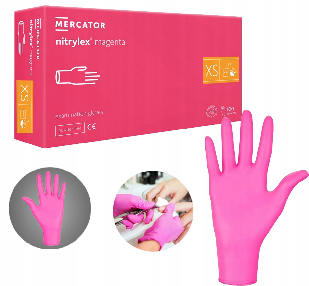 rękawice nitrylowe 100 szt. 6-xs nitrylex magenta
