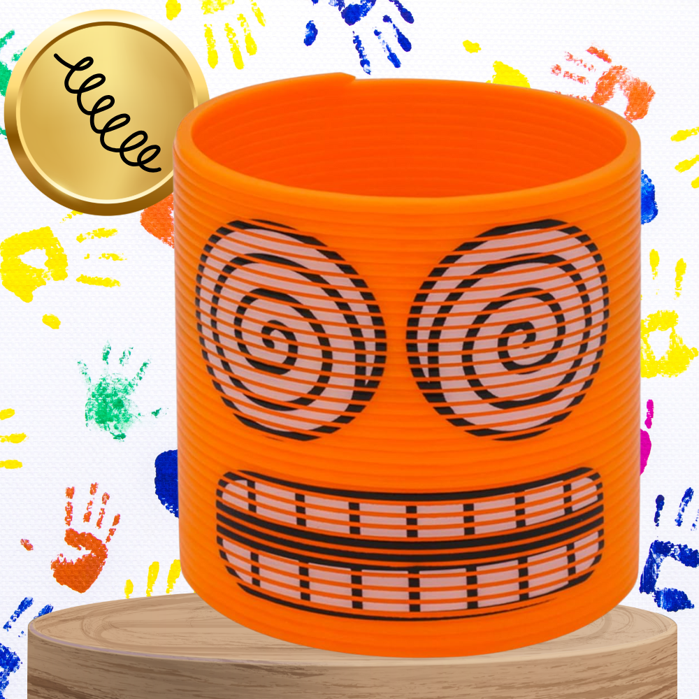 sprężyna dla dzieci magiczna sprężynka magic springs emoji pomarańczowa