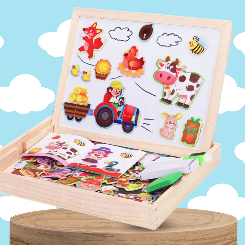 tablica magnetyczna suchościeralna kredowa farma dla dzieci pudełko j