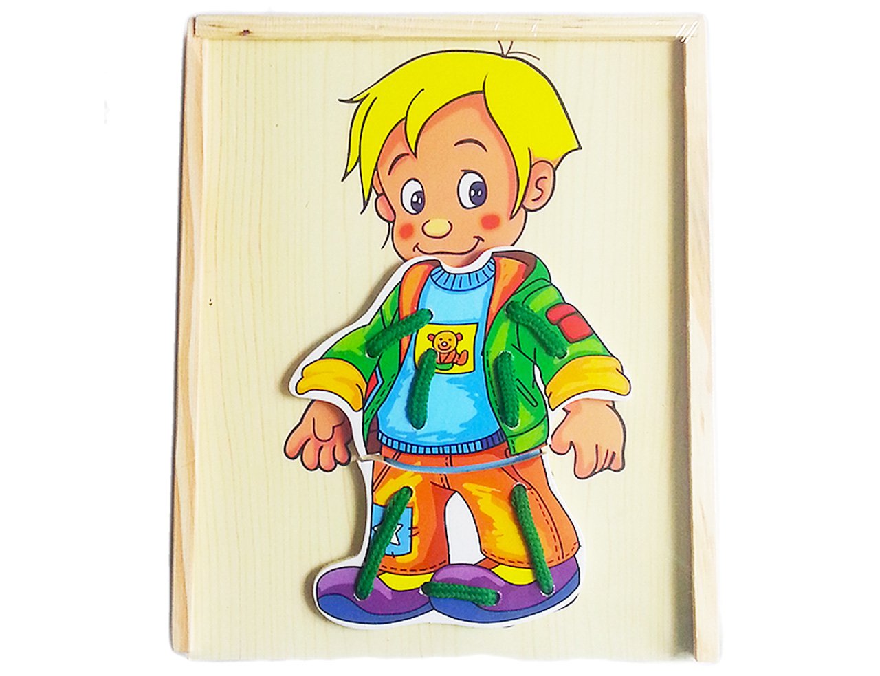 chłopak sznurowanie