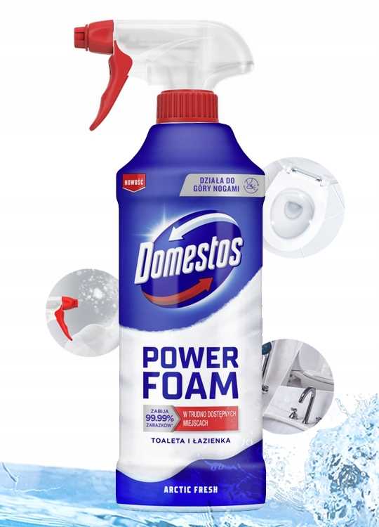 domestos power foam piana do mycia toalety i łazienki arctic fresh 435ml