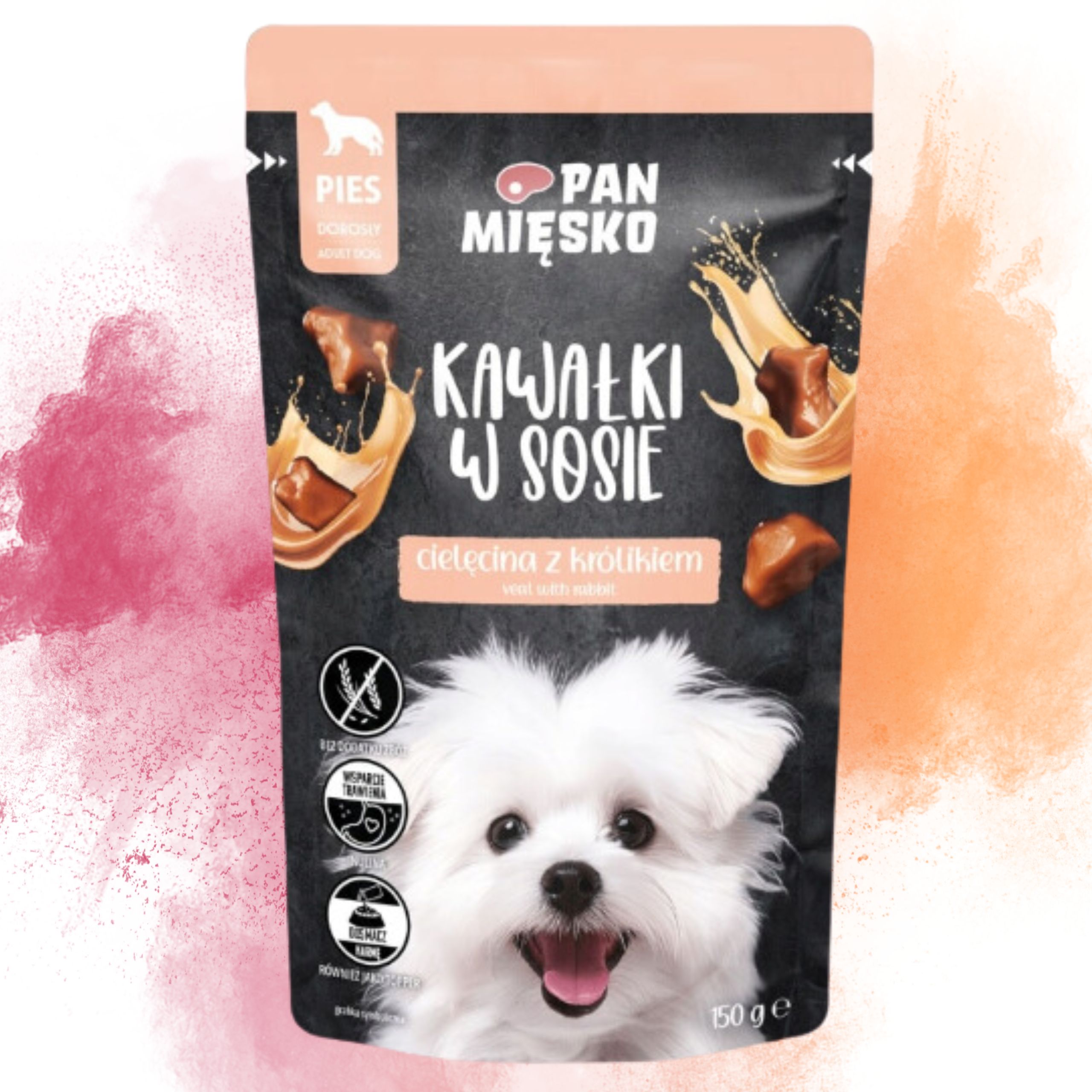 mokra karma dla psa kawałki mięsa cielęcina królik pan mięsko 150g bez zbóż