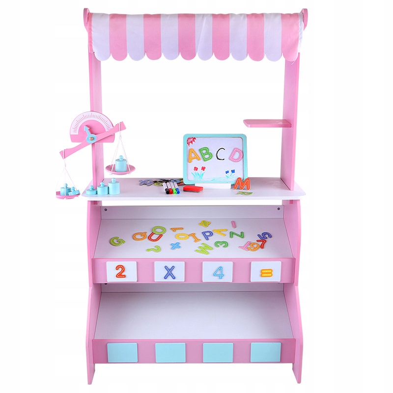 drewniany sklep różowy