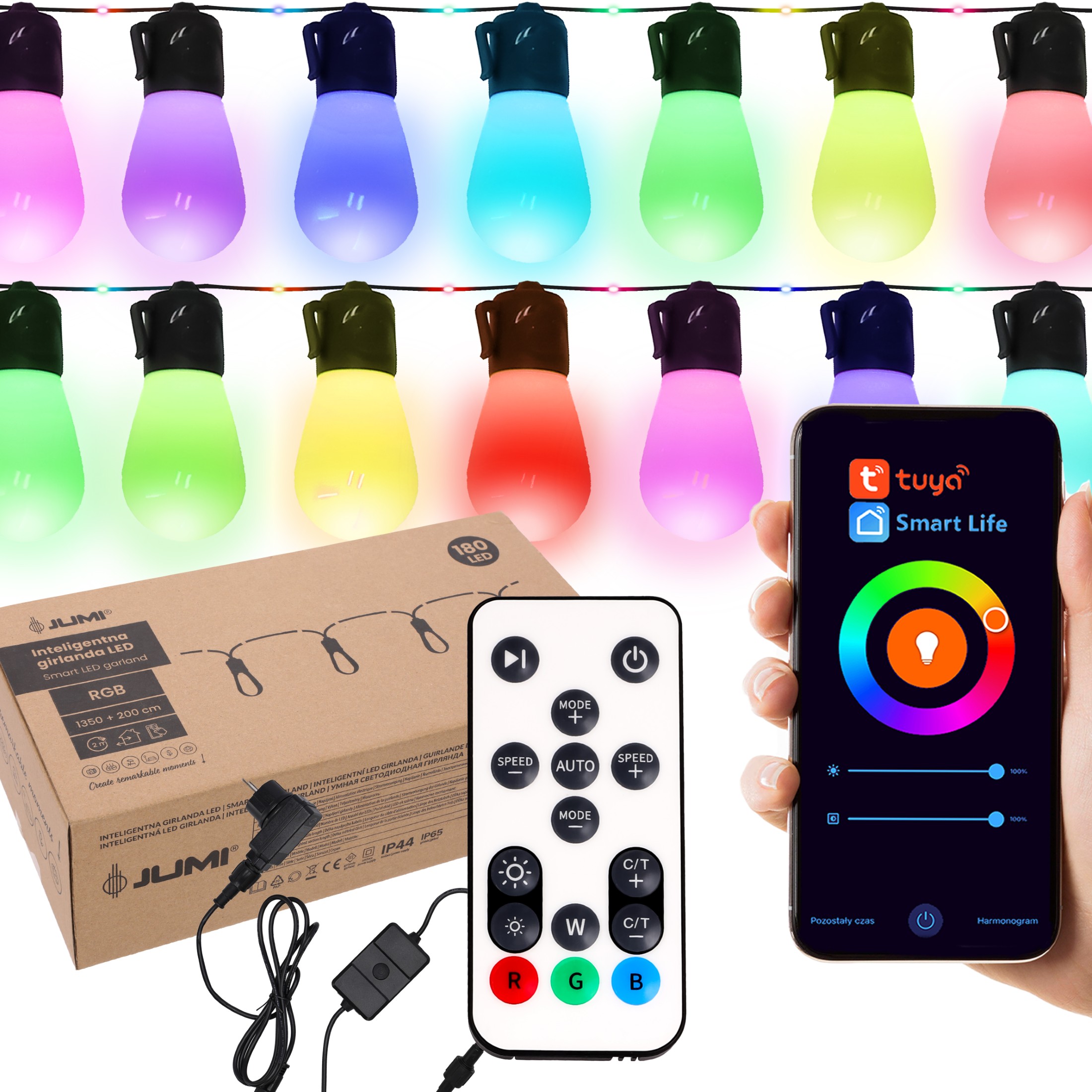 girlanda led sterowana 13,5m świetlna wielokolorowa smart z aplikacją tuya