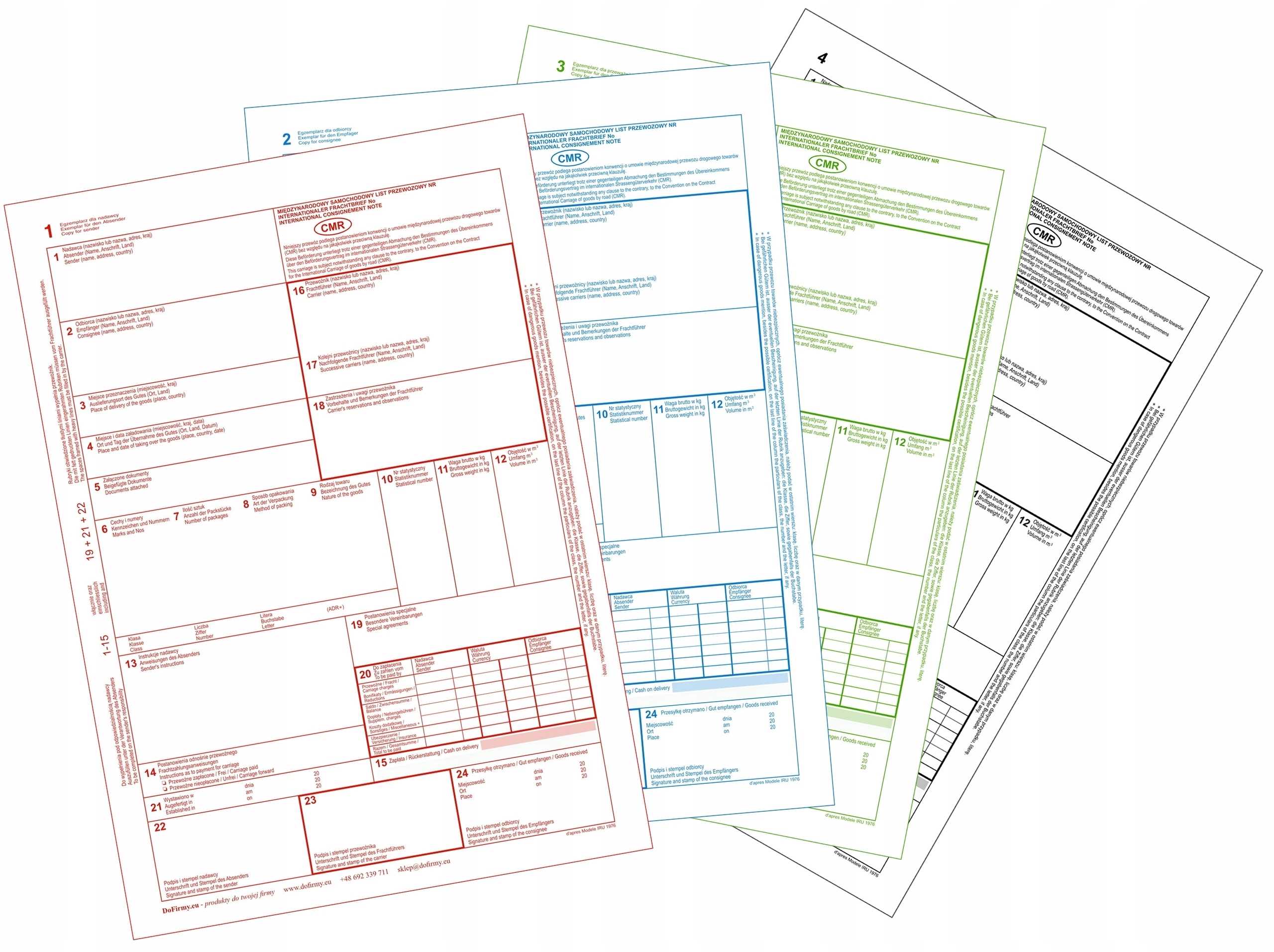 cmr list przewozowy 100 kartek - 4 odcinki - 25 kompletów - 10 szt.