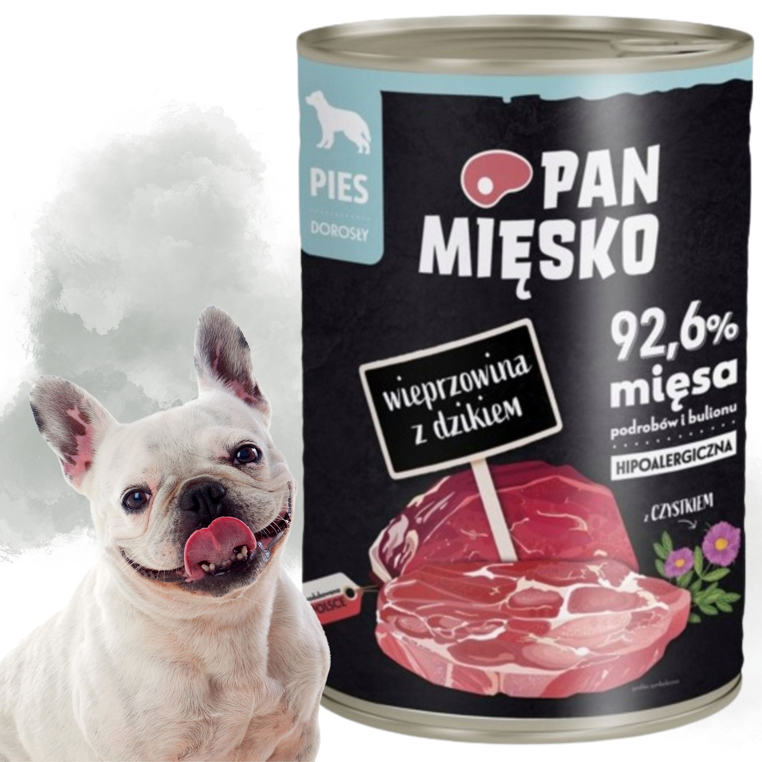 mokra karma dla psa wieprzowina z dzikiem pan mięsko hipoalergiczna 400g