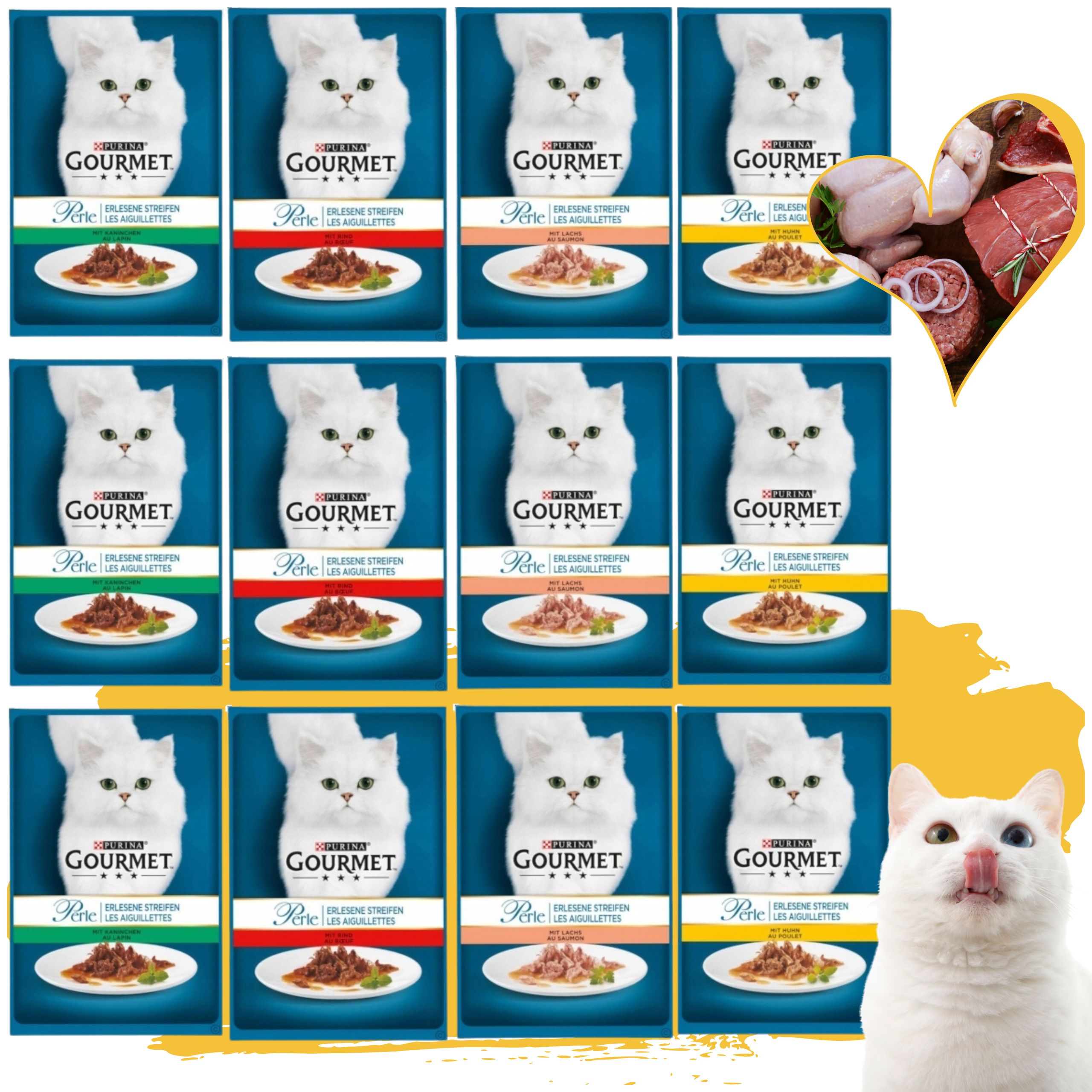 karma mokra dla kota gourmet perle fileciki w sosie kaczka i mix 12 x 85g