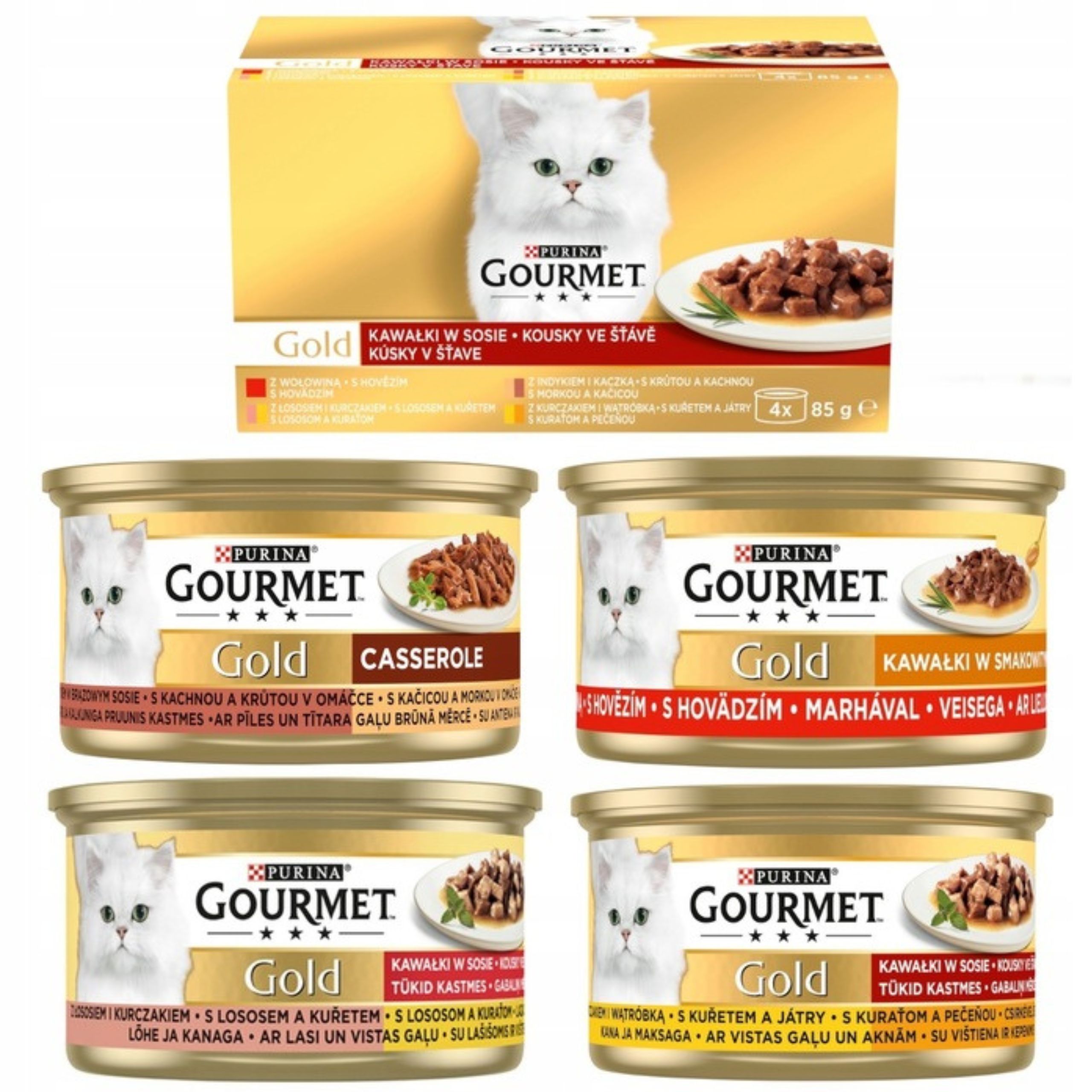 karma mokra dla kota gourmet gold beef 4 x 85g wołowina łosoś indyk kurczak