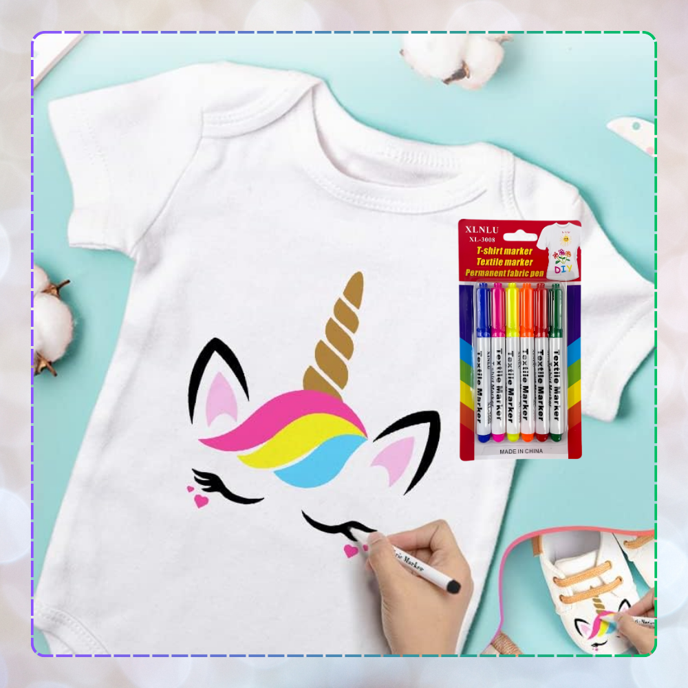 pisaki do tkanin ubrań koszulek markery flamastry mazaki zestaw 6 kolorów