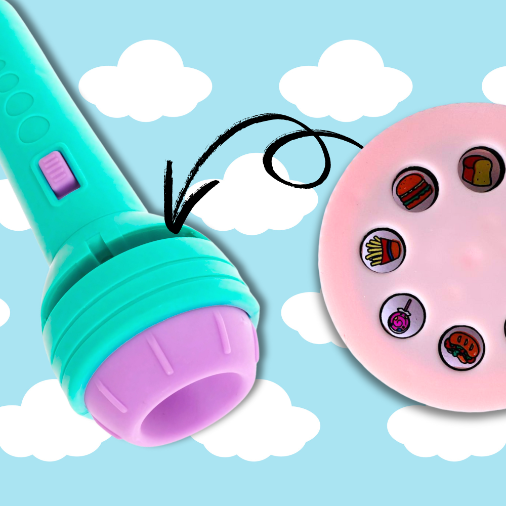 latarka projektor dla dzieci pokaz slajdów rzutnik obrazków na ścianę sufit