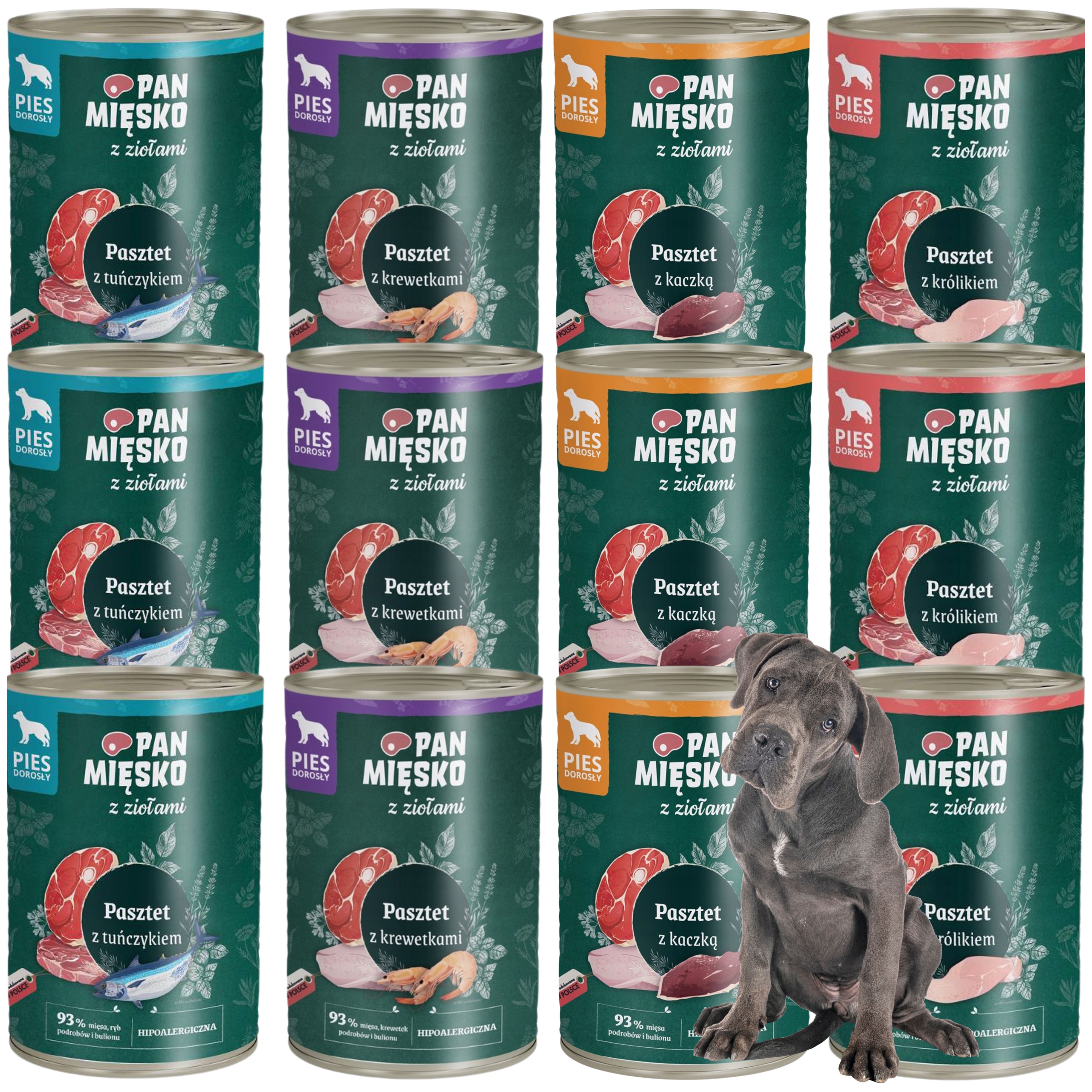 mokra karma dla psa pasztet kaczka i mix smaków pan mięsko na alergię 400g