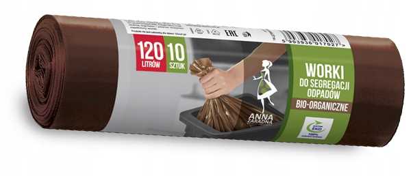 az worki do segregacji odpadów bio 120l 10szt brązowe