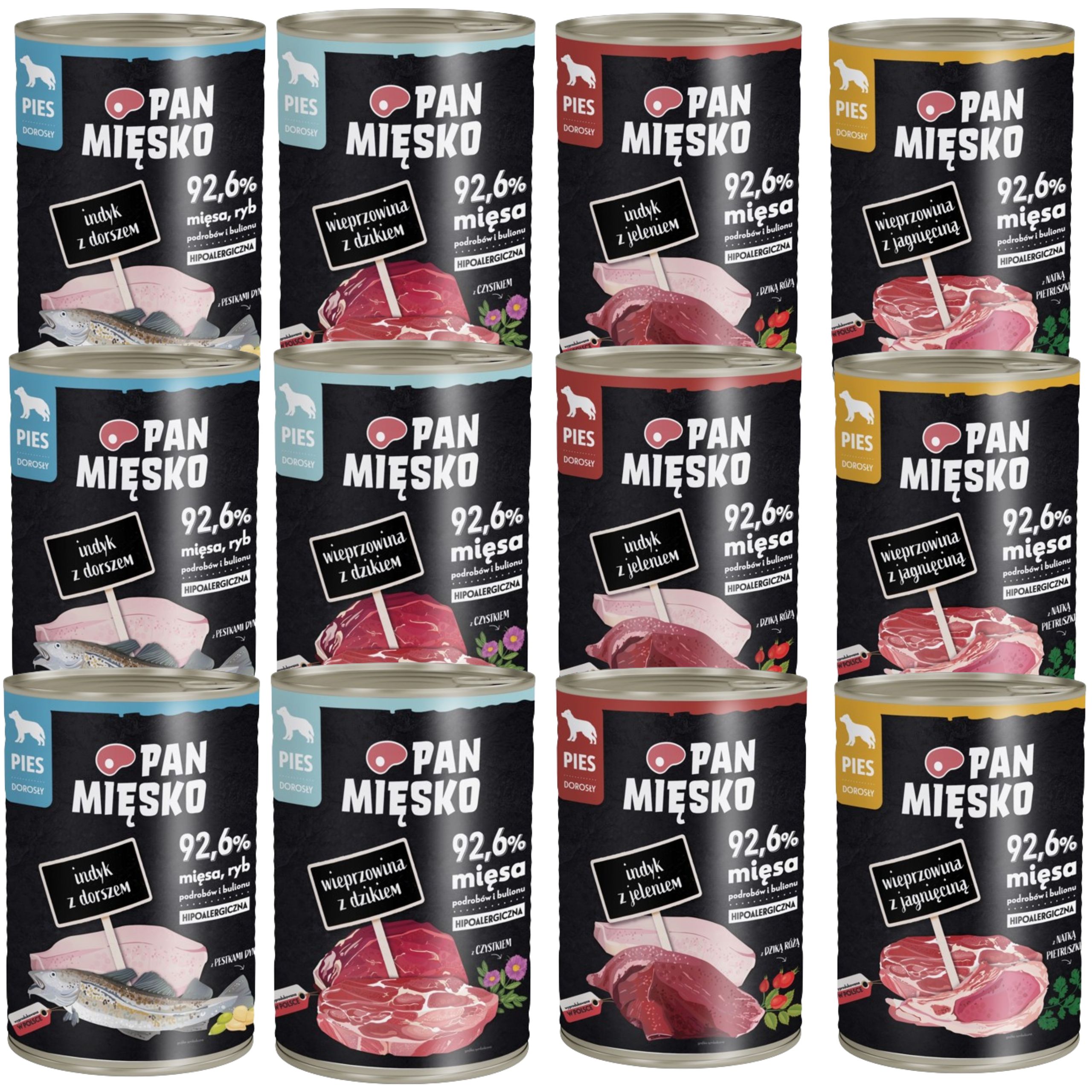 mokra karma dla psa pan mięsko jeleń i mix smaków hipoalergiczna premium