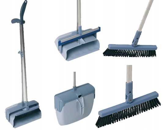 zestaw lobby szufelka zamykana na drążku + miotła do systemu lobby 25 cm