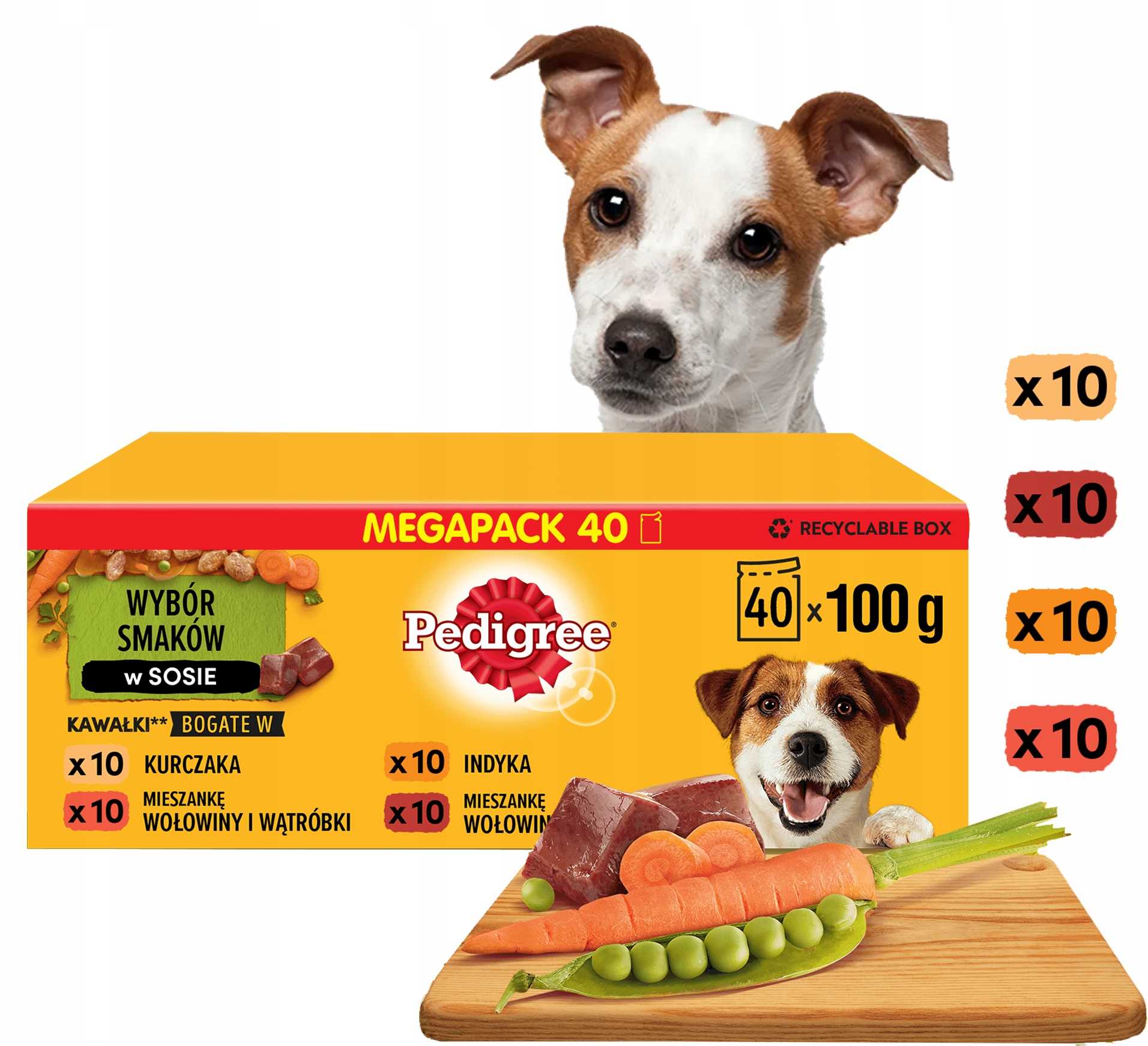 pedigree mixed selection with vegetables sos ind/jag/woł/kur 40x100g