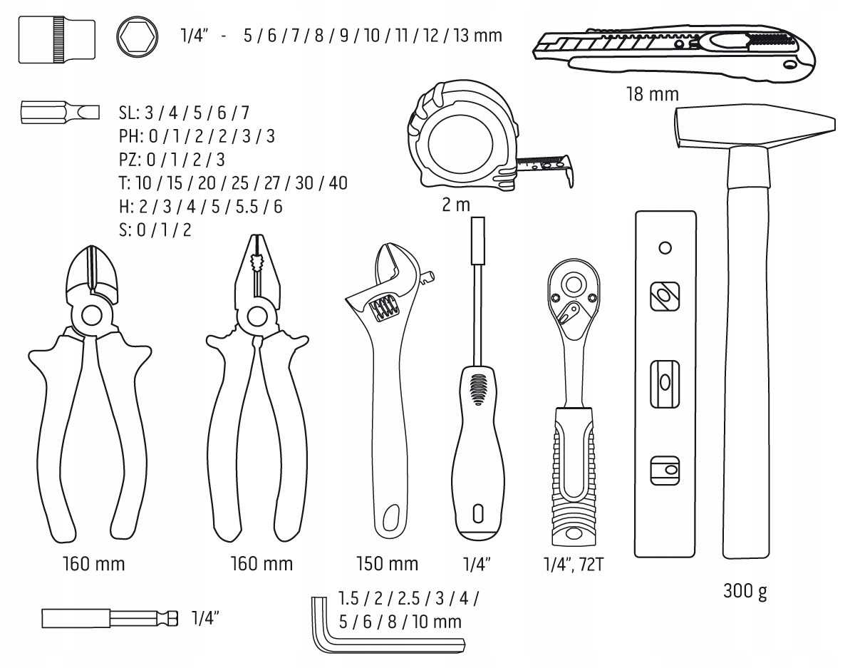 zestaw narzędzi 60 elementów