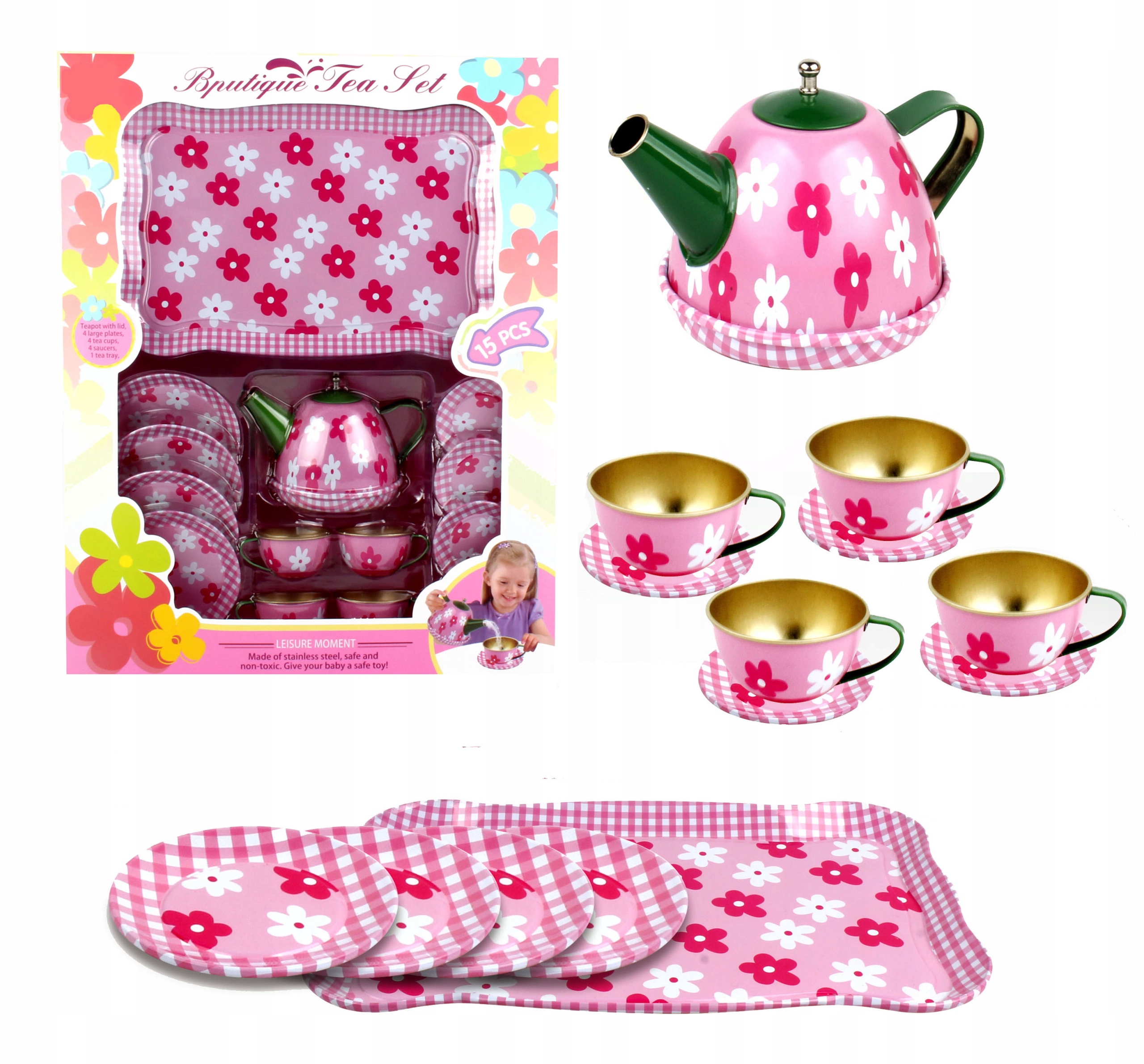 zestaw naczyn do herbaty białe kwiaty