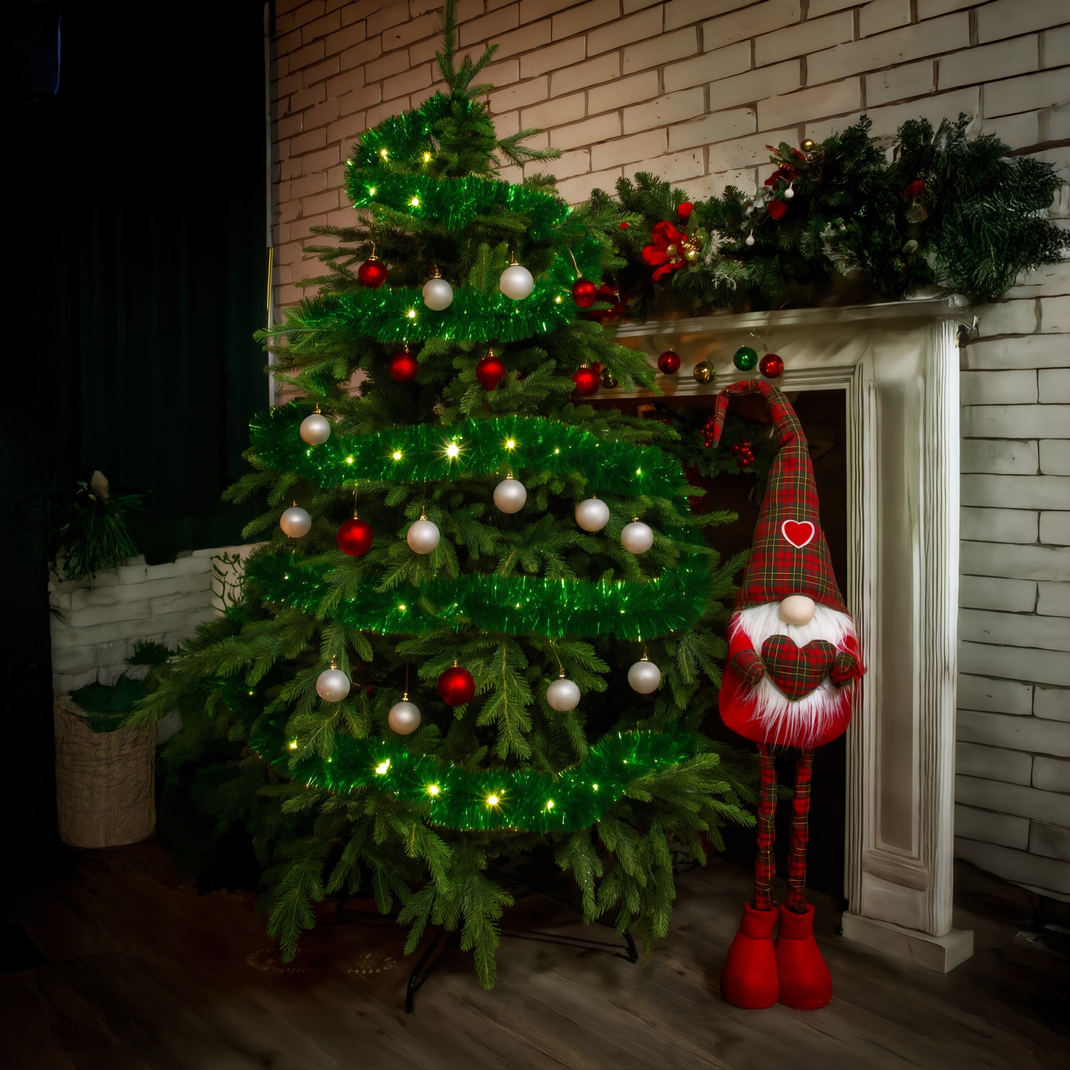 łańcuch led choinkowy zielony na baterie świąteczny na choinkę 6 metrów