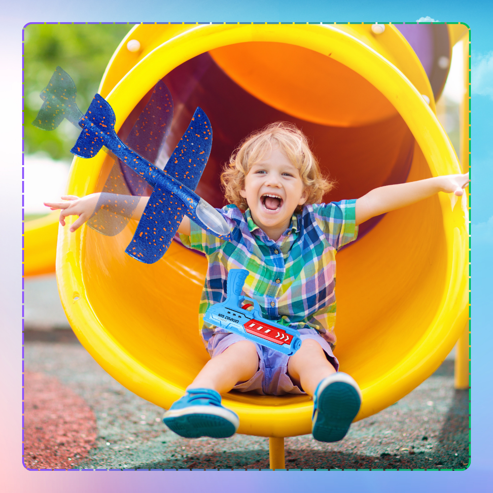 samolot z wyrzutnią szybowiec styropian rzutka zabawka pistolet led