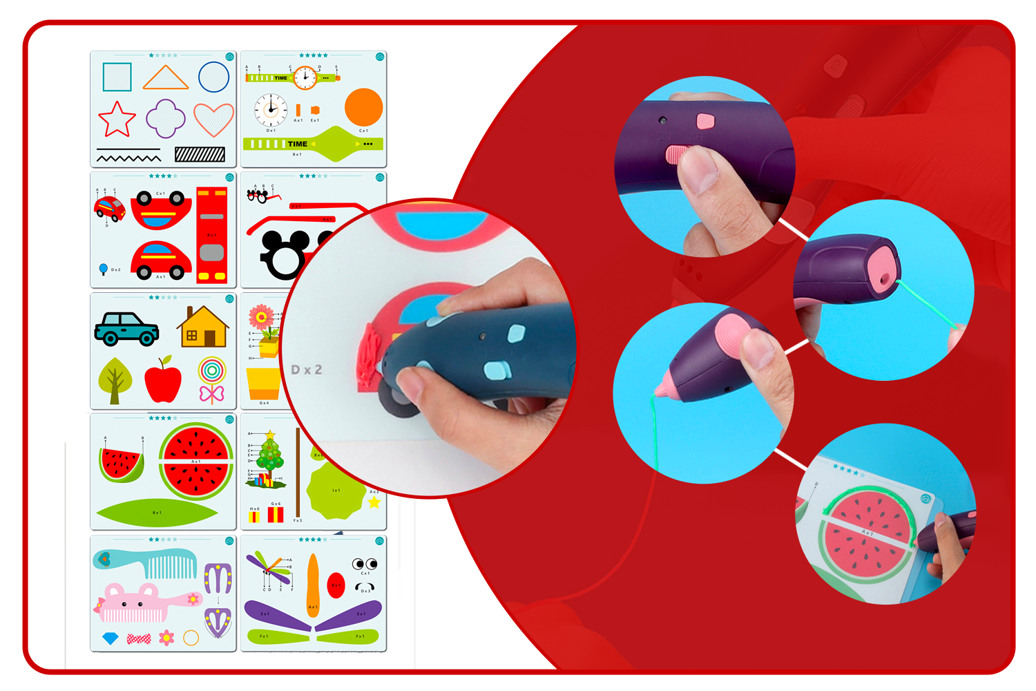 długopis drukarka 3d pen bezpieczny zestaw + wzory niebieski