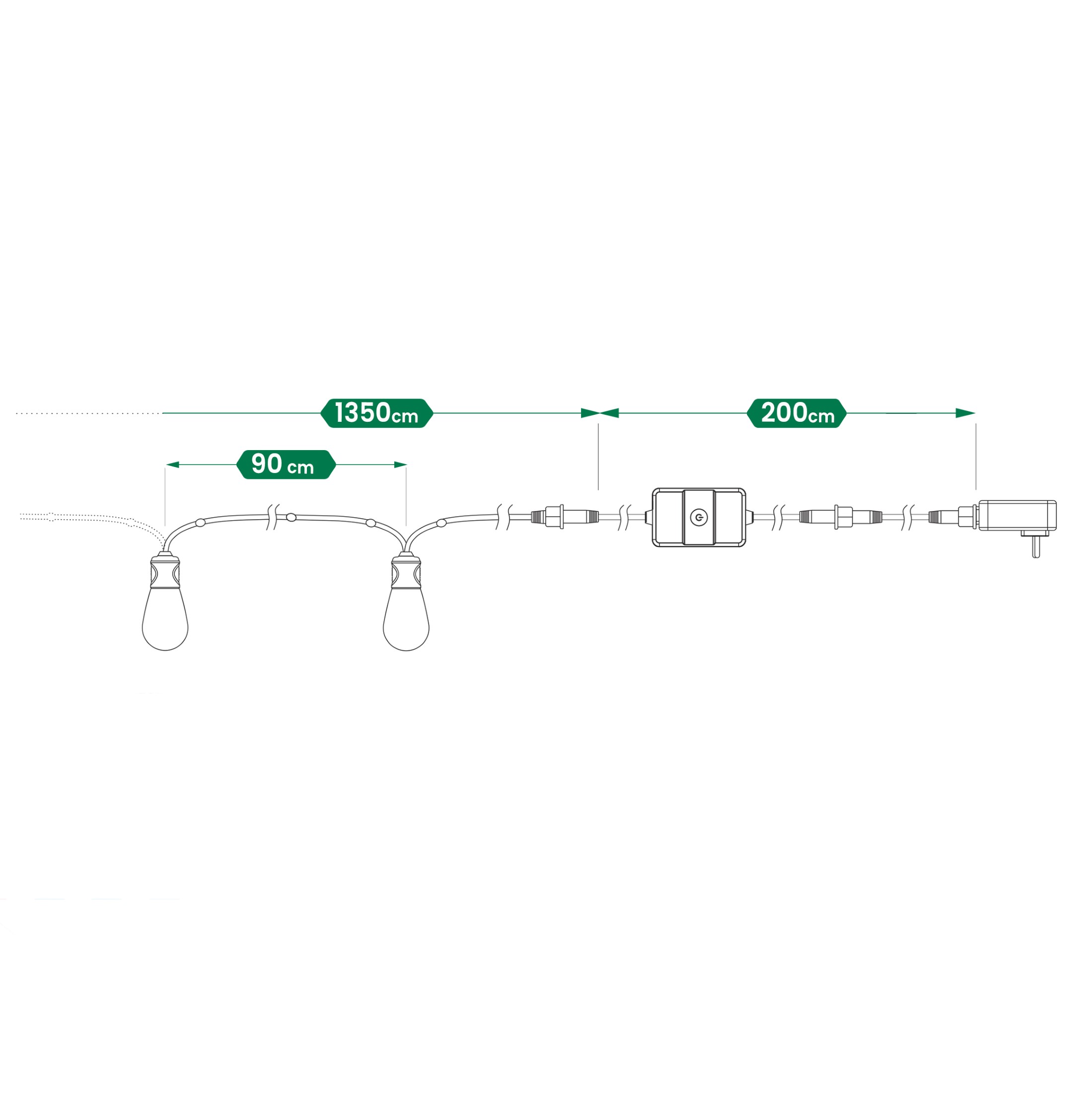 girlanda led sterowana 13,5m świetlna wielokolorowa smart z aplikacją tuya