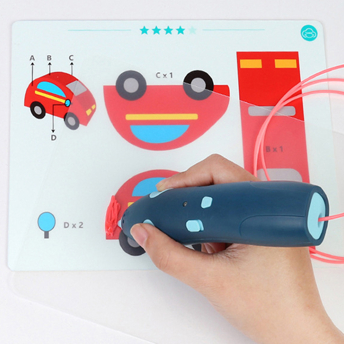 długopis drukarka 3d pen bezpieczny zestaw + wzory niebieski