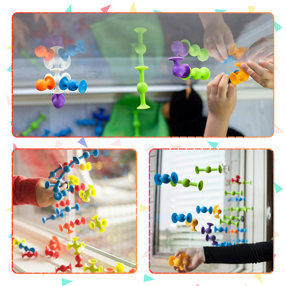 silikonowe klocki konstrukcyjne z przyssawkami 48 el dla dzieci edukacyjne