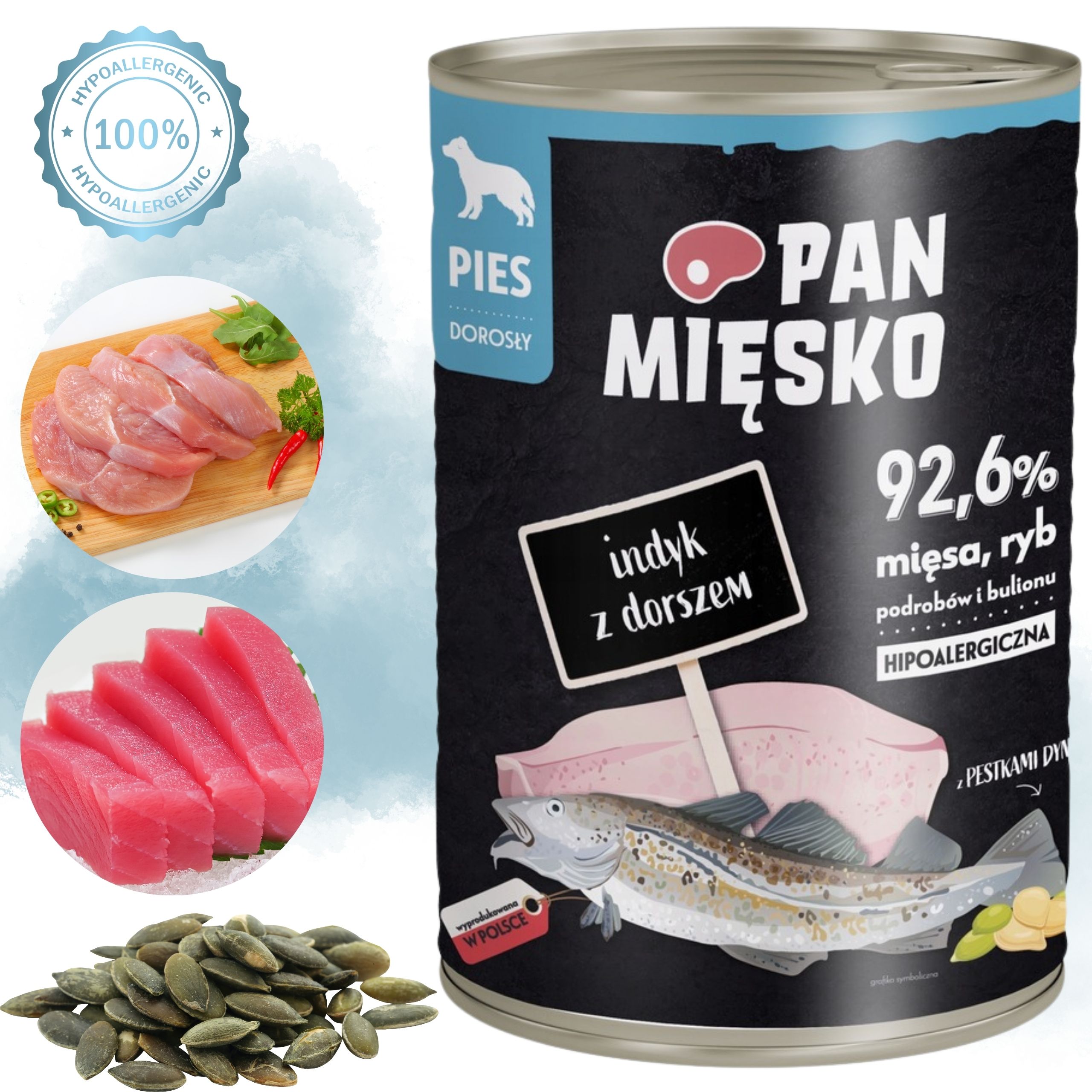 mokra karma dla psa indyk z dorszem pan mięsko hipoalergiczna premium 400g