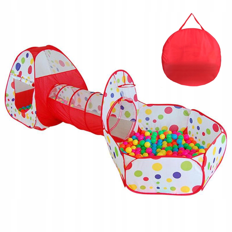 namiot biało czerwony z tunelem 16335