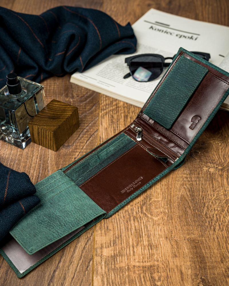 piękny kolorowy, skórzany portfel męski - forever young®