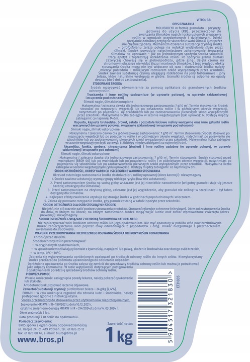 bros - vitrol gb zwalcza ślimaki 1kg