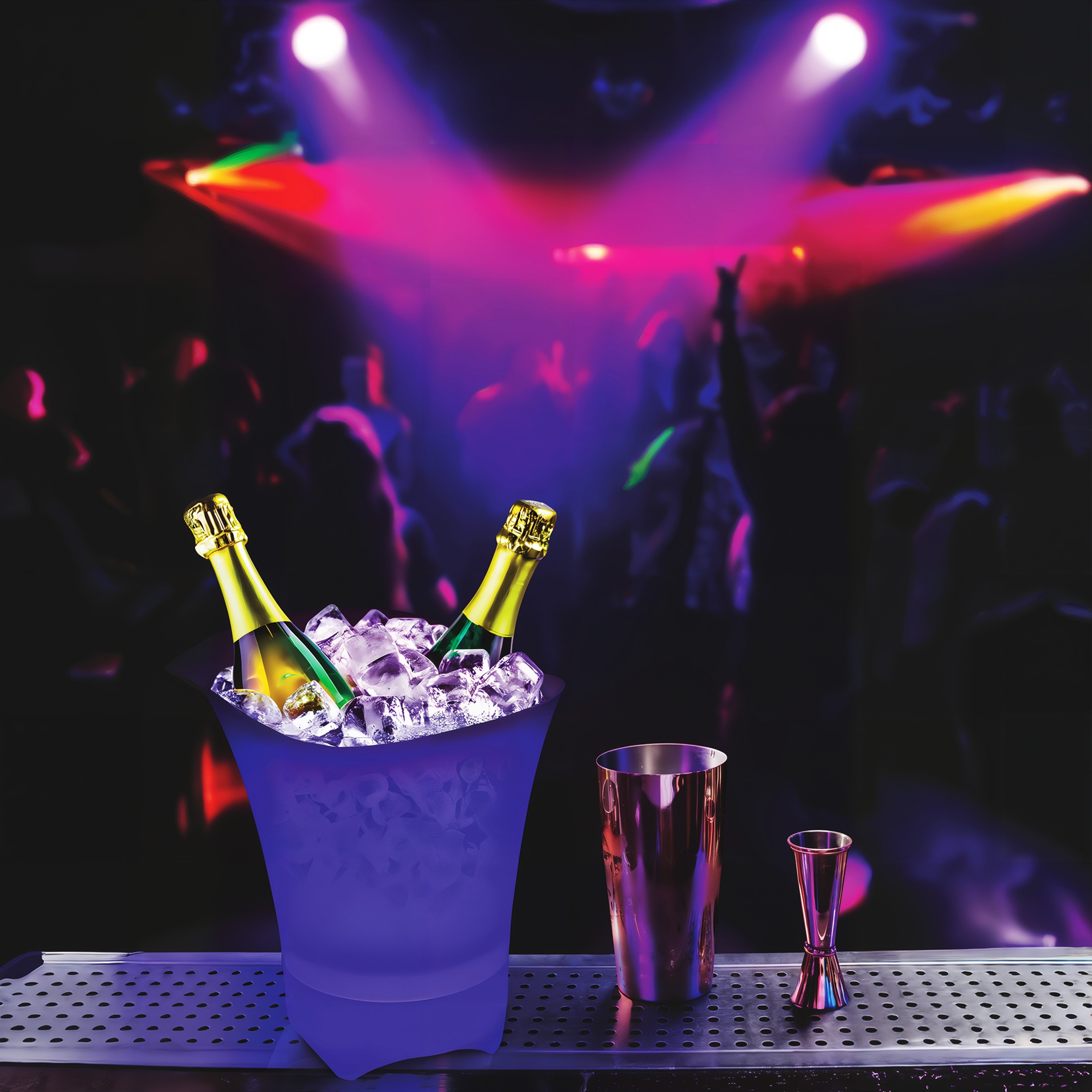 pojemnik wiaderko na lód rgb światło led cooler do lodu 5l na szampana duże