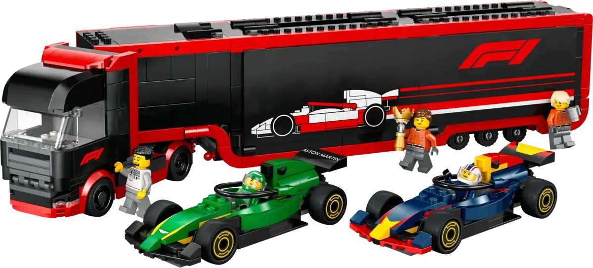 60445 - lego city - f1® ciężarówka z bolidami rb20 i amr24 f1®