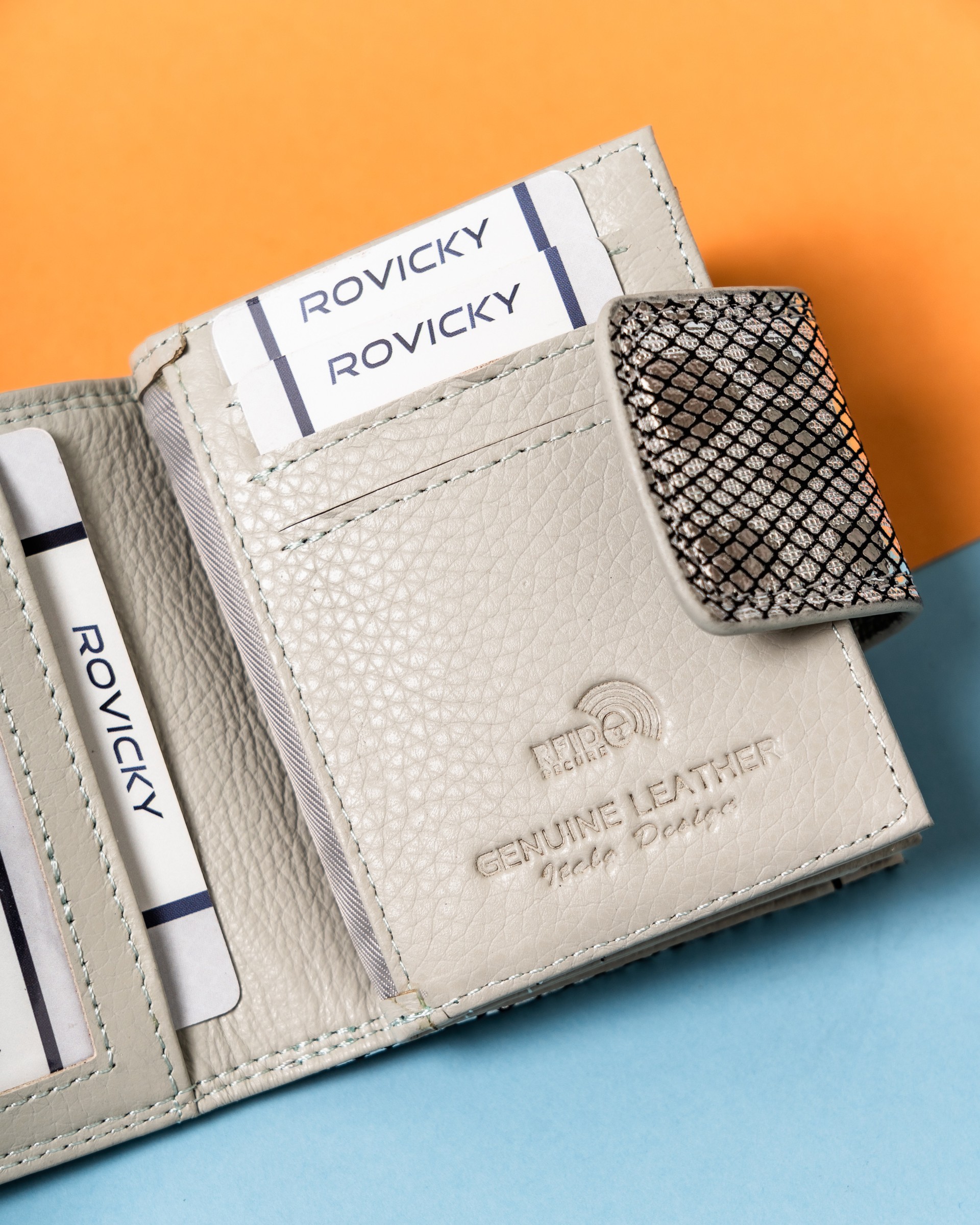 portfel damski skórzany 42329-mer-4287 silver