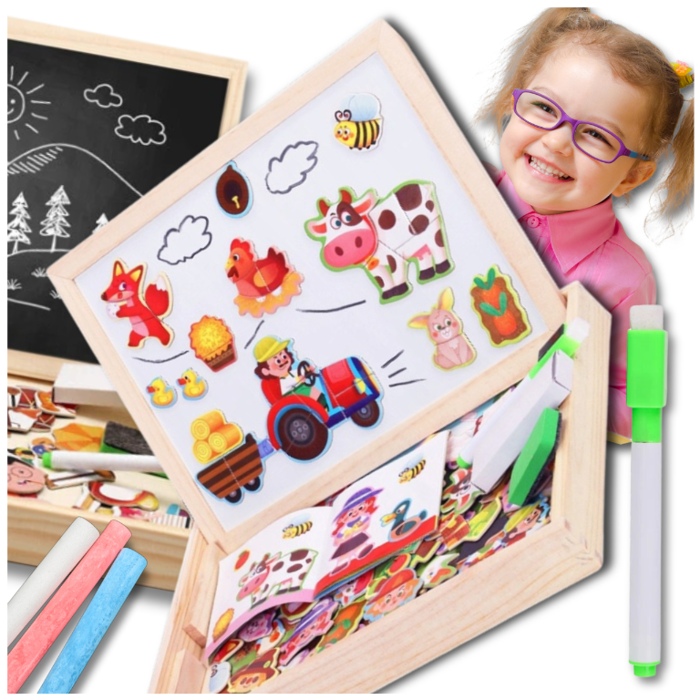 tablica magnetyczna suchościeralna kredowa farma dla dzieci pudełko j