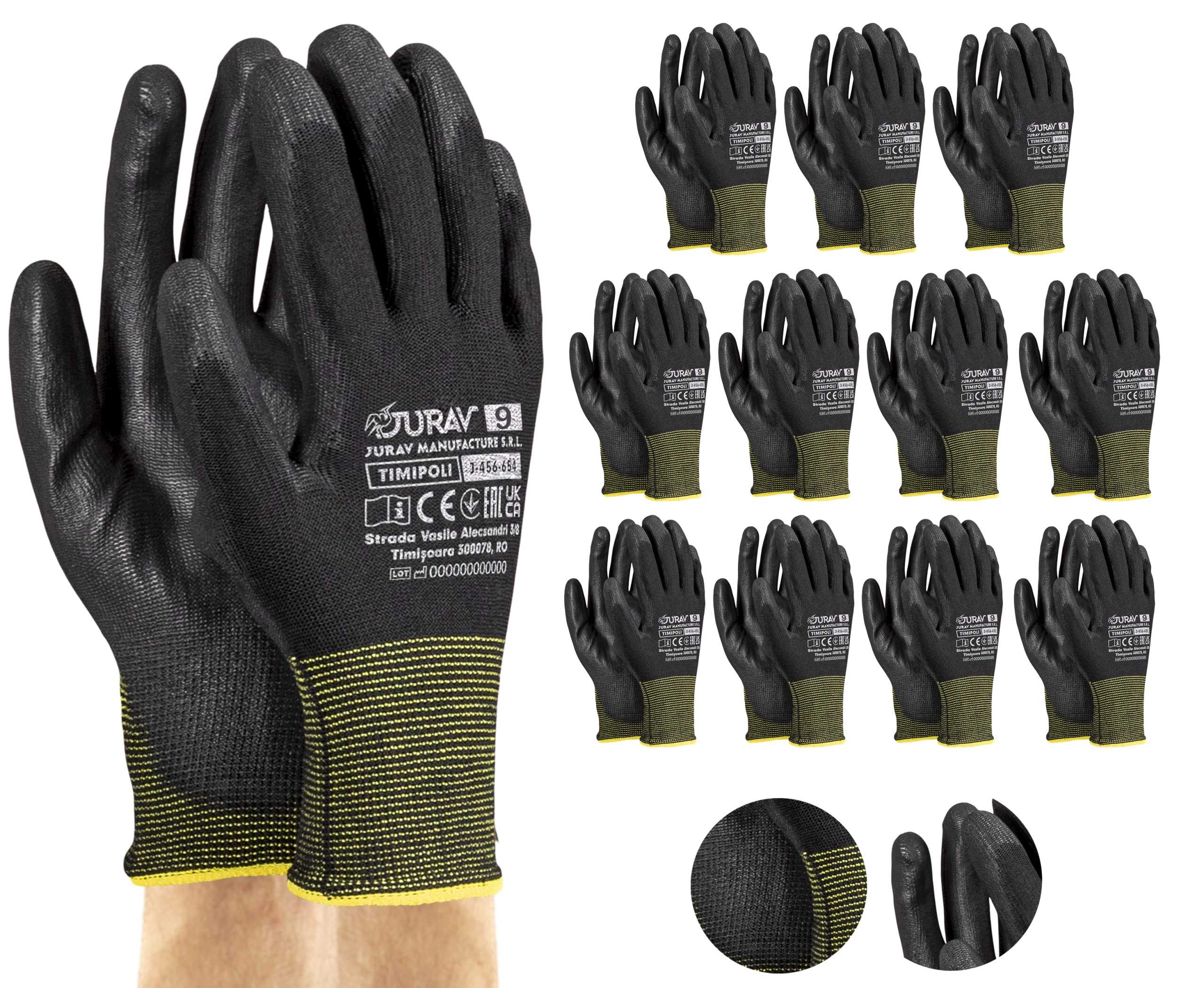 rękawice robocze czarne j-timipoli_bb9-l - 12 par