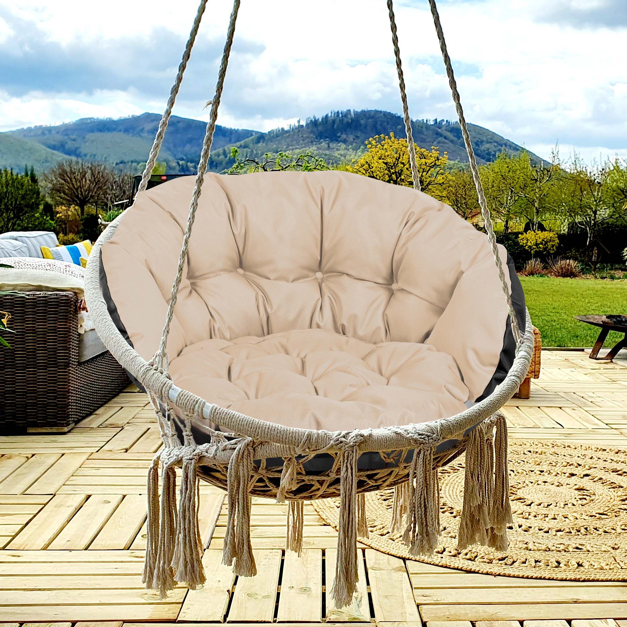 poduszka ogrodowa 122x40 cm na krzesło huśtawkę wiszącą bocianie gniazdo