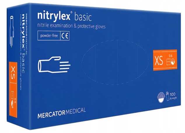 rękawice nitrylowe 100 szt. nitrylex basic dark blue 6-xs