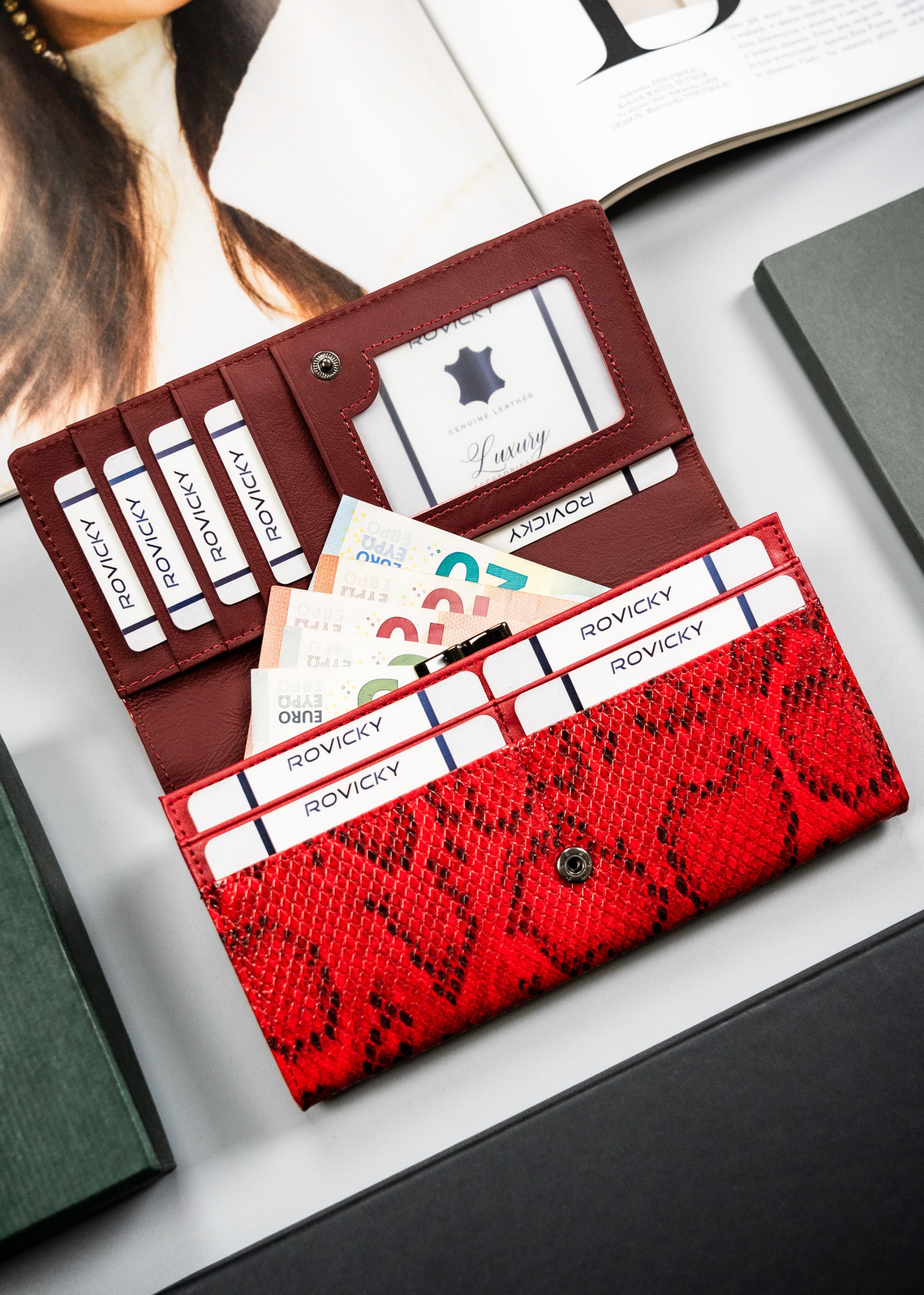 portfel damski skóra + pu px24-dnh-bl-2267 red