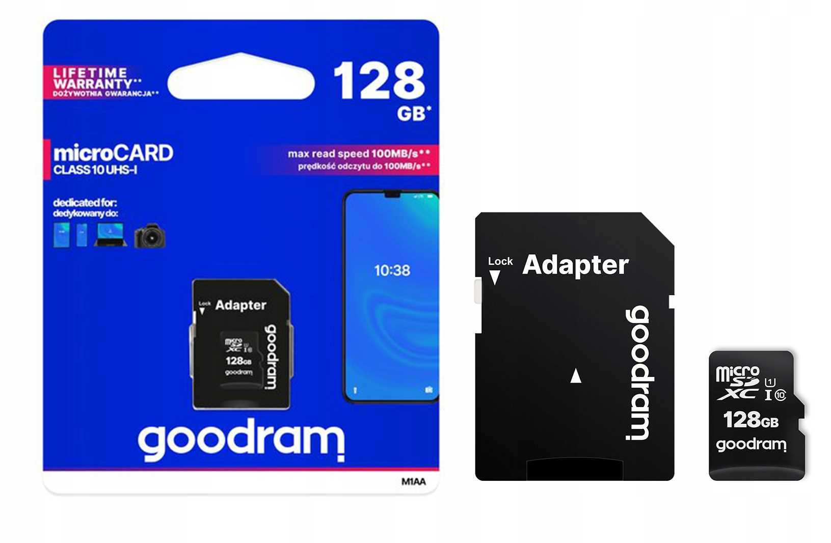 goodram karta pamięci microsdxc 128gb cl10 uhs i + adapter