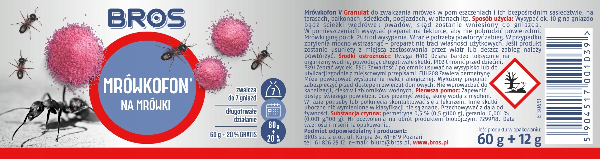 bros - mrówkofon - środek na mrówki 60g