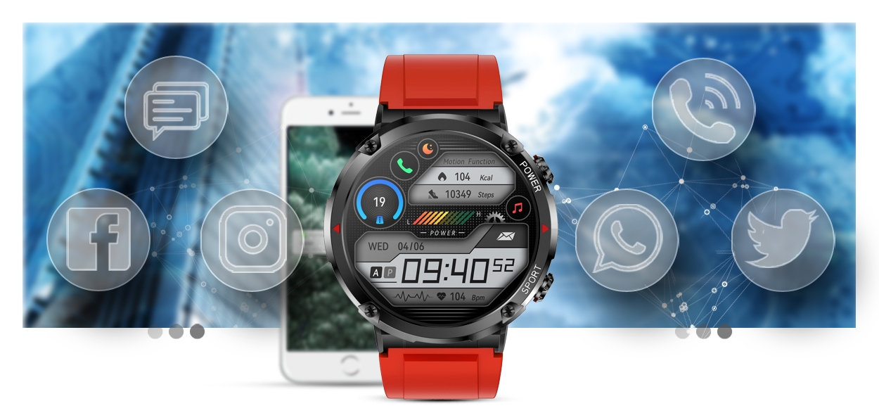 smartwatch gravity gt21-6 + czerwony pasek silikonowy