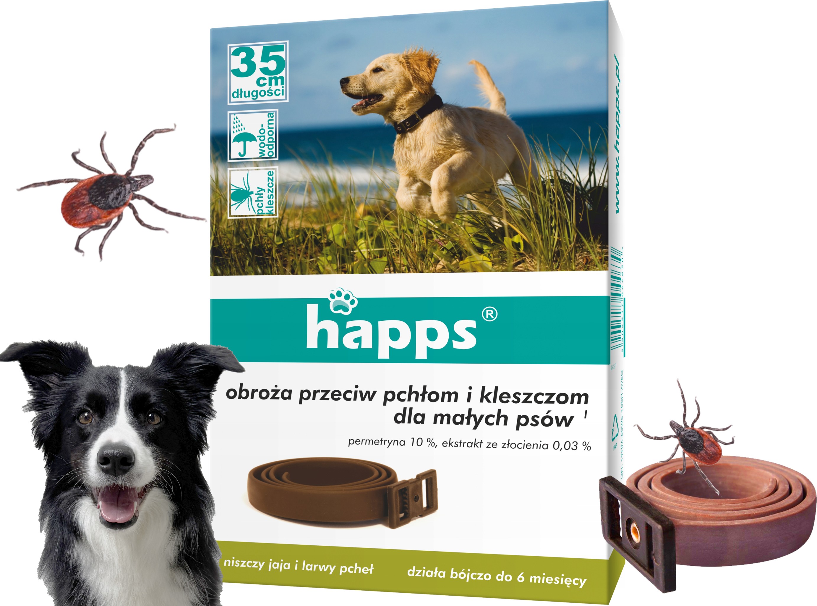 happs - obroża przeciw pchłom i kleszczom dla małych psów