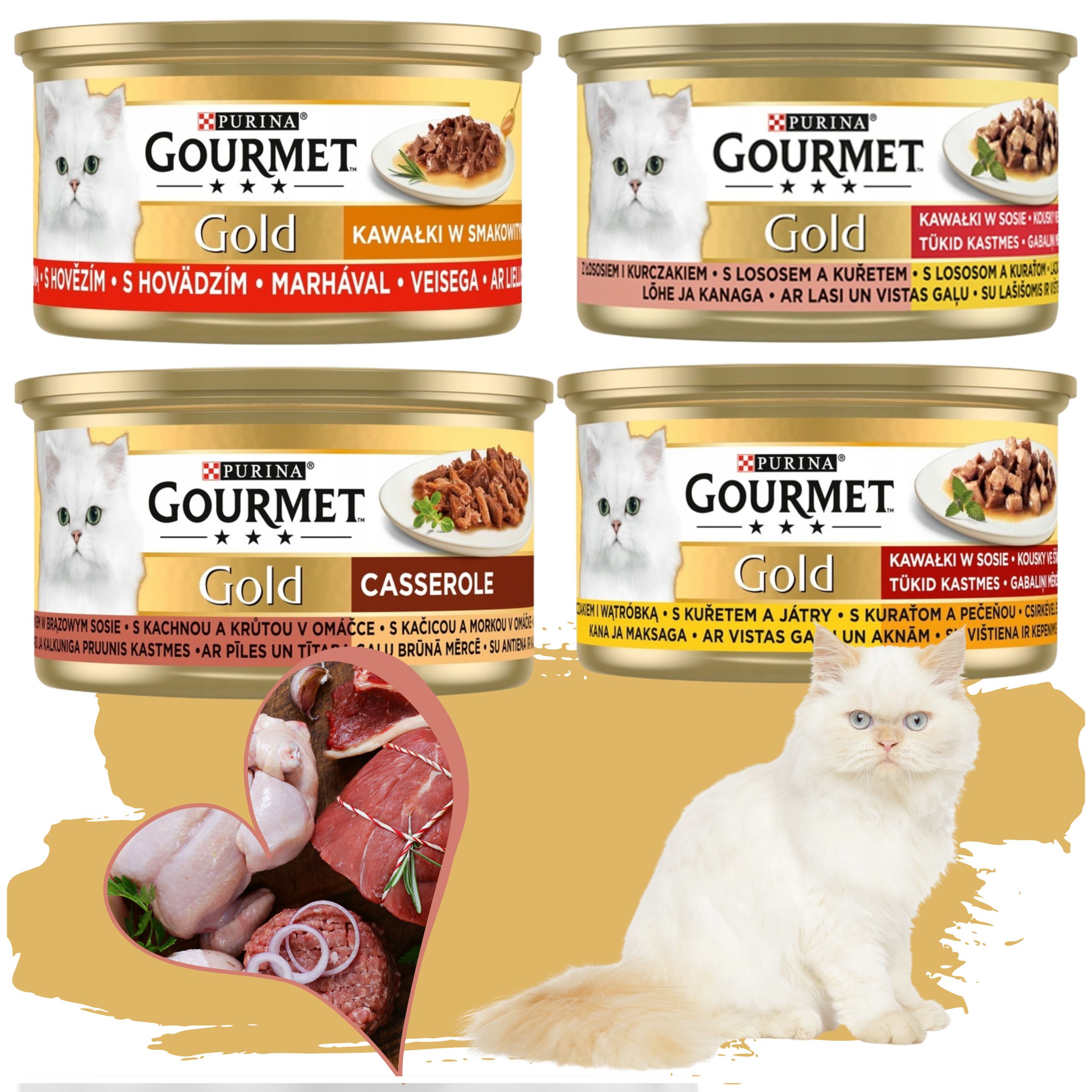 karma mokra dla kota gourmet gold beef 4 x 85g wołowina łosoś indyk kurczak