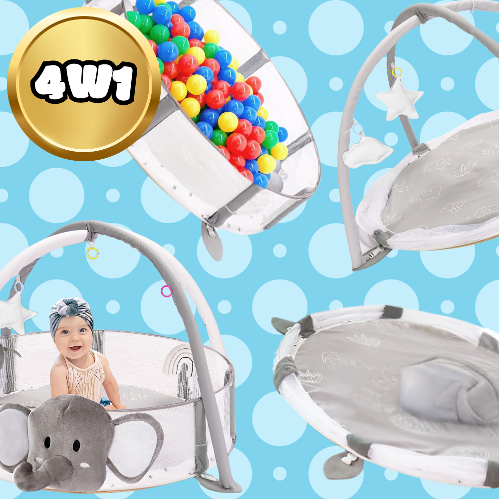 mata edukacyjna dla niemowląt interaktywna 4w1 słonik piłeczki maskotki