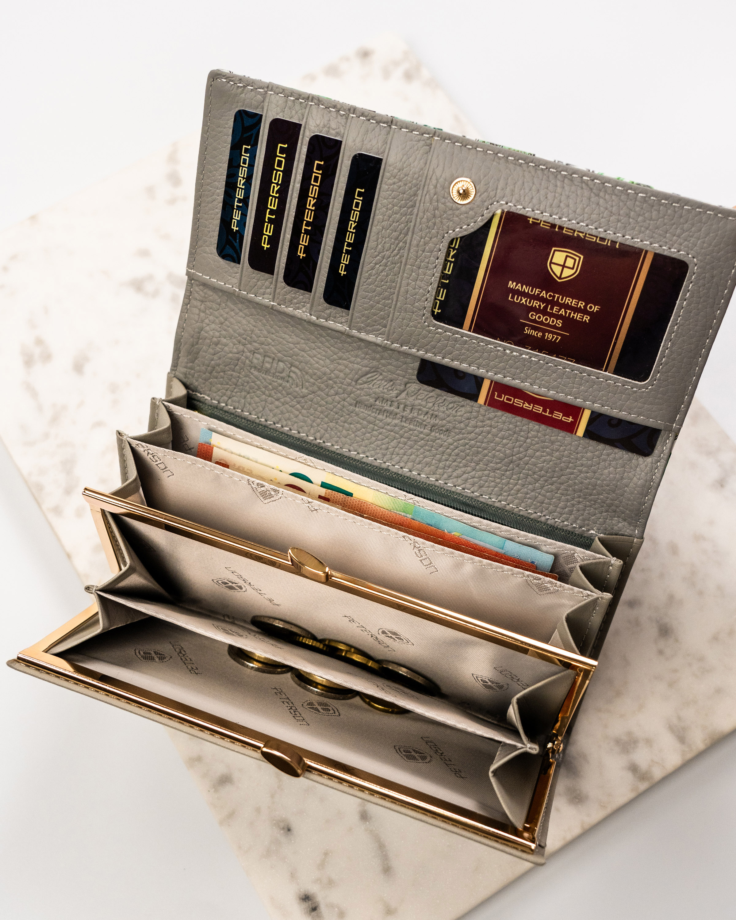 portfel damski skórzany ptn ph24-lfl-7049 green