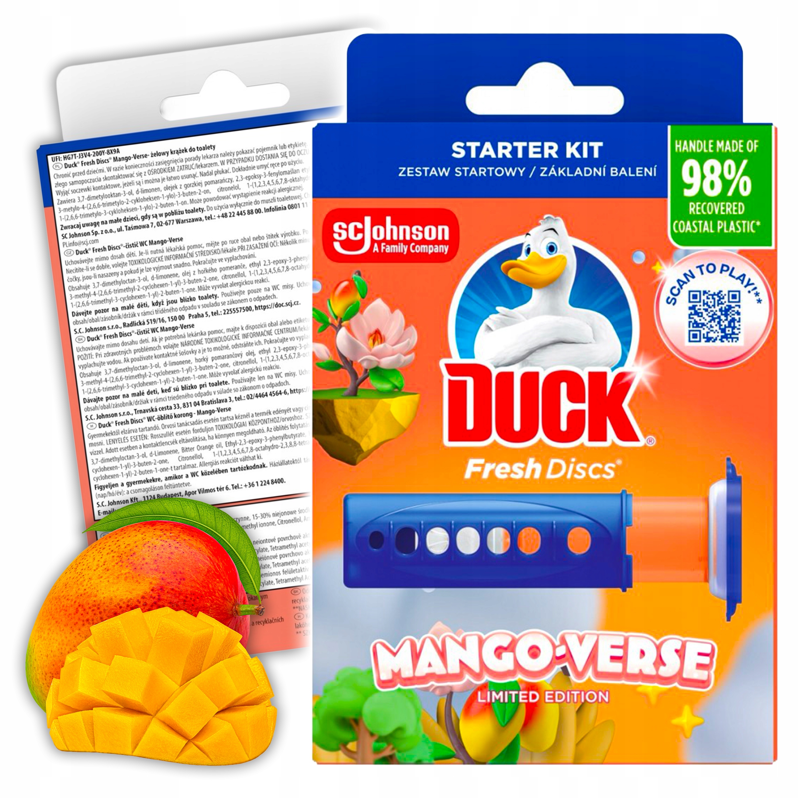 duck fresh discs mango verse - żelowy krążek do toalety 36ml + aplikator